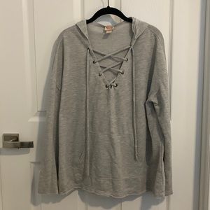 Front Lace-Up Hoodie